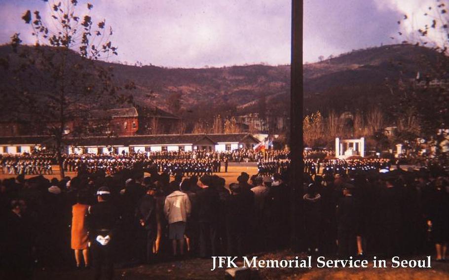 Many people attend JFK Memorial in Seoul, South Korea. 